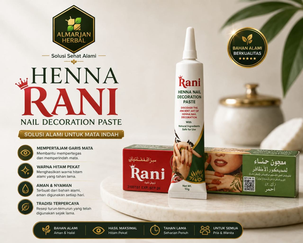 Jual HENNA PASTA RANI ALL WARNA Asli - Al Marjan