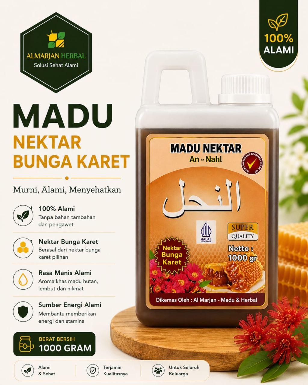 MADU AN NAHL BUNGA KARET 1000 GR