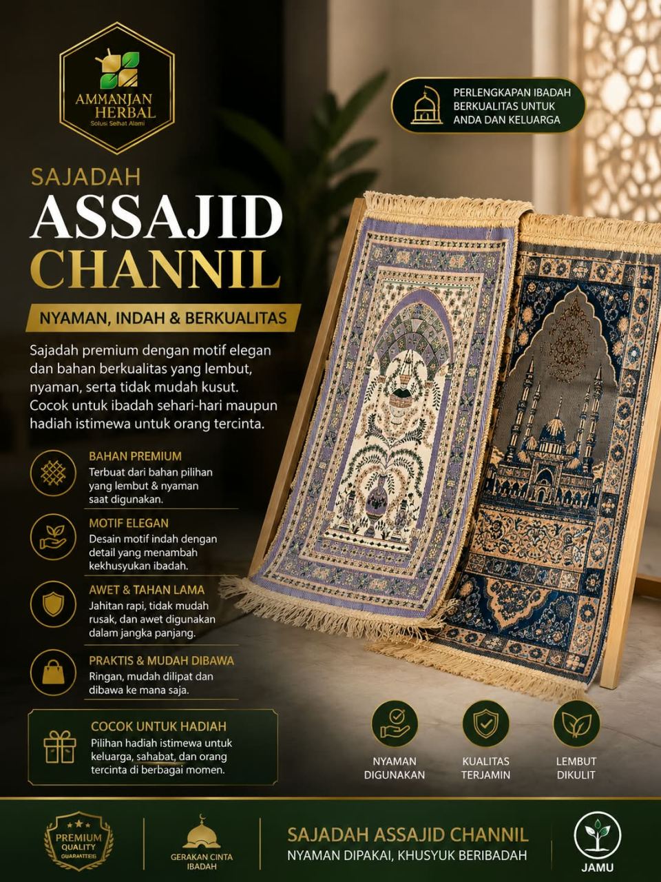 SAJADAH ASSAJID ABBA CHENNIL MUKA 35X60