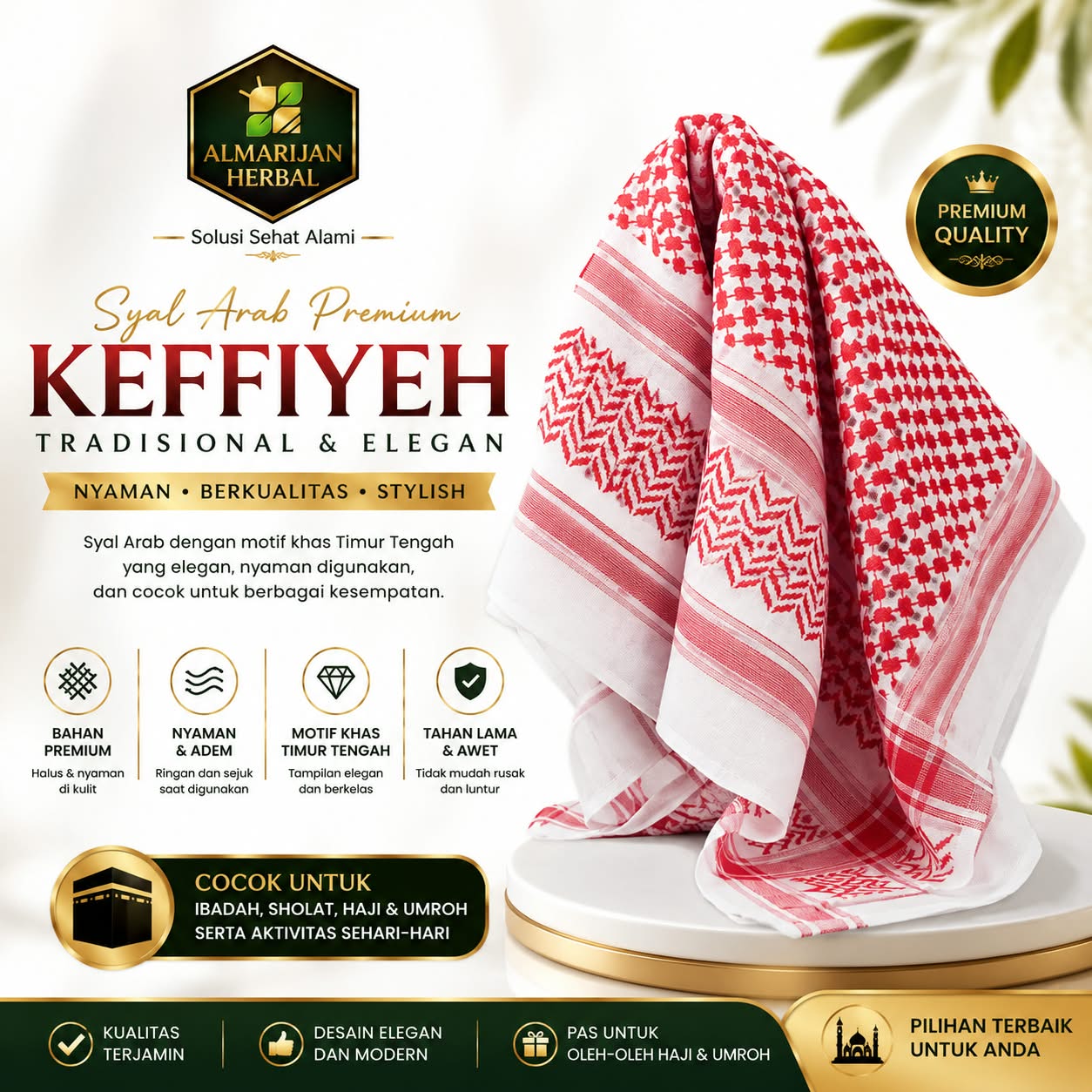 Jual SORBAN  MERAH ALMAWADDAH Asli - Al Marjan